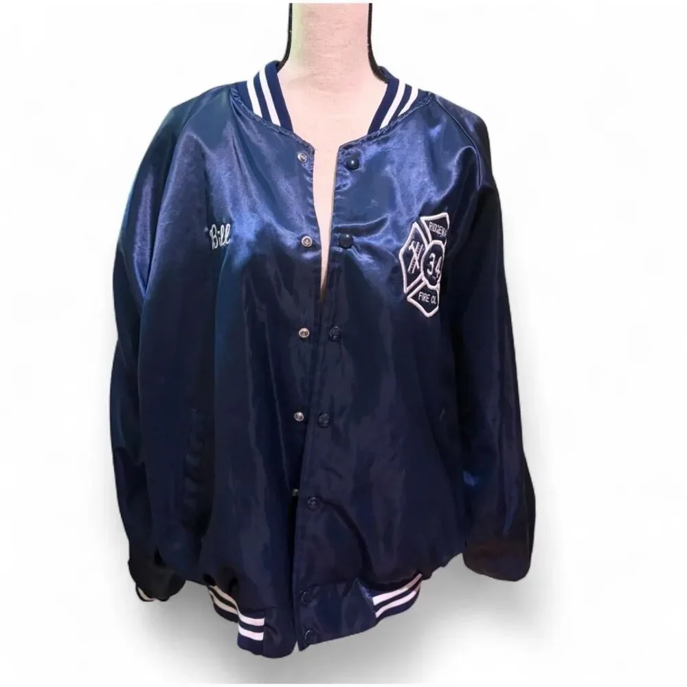 Vintage Hartwell Ridgeway Fire Co. Satin Bomber Jacket – Size XXL